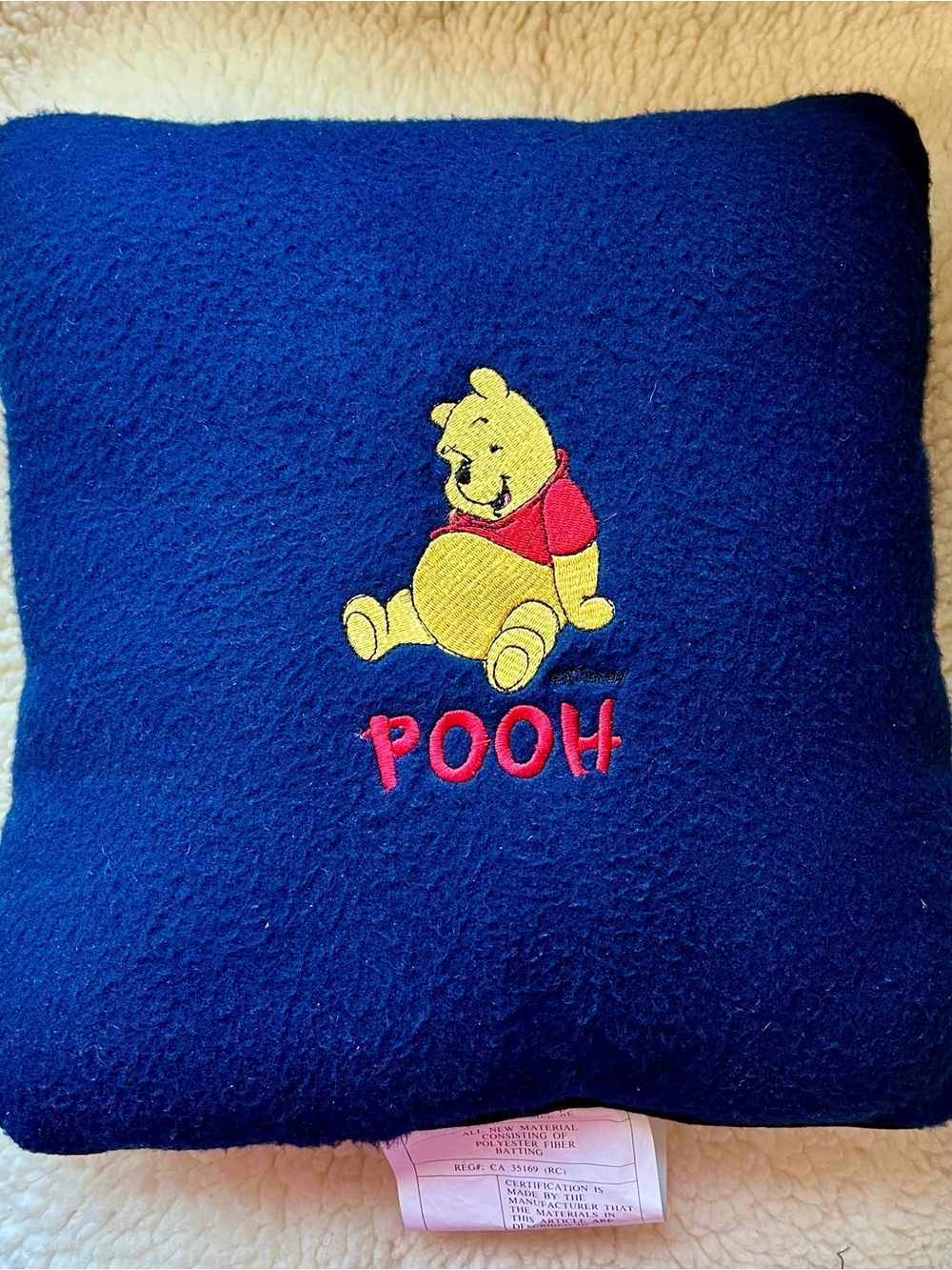 Winnie the Pooh Blue Embroidered Kids Cushion